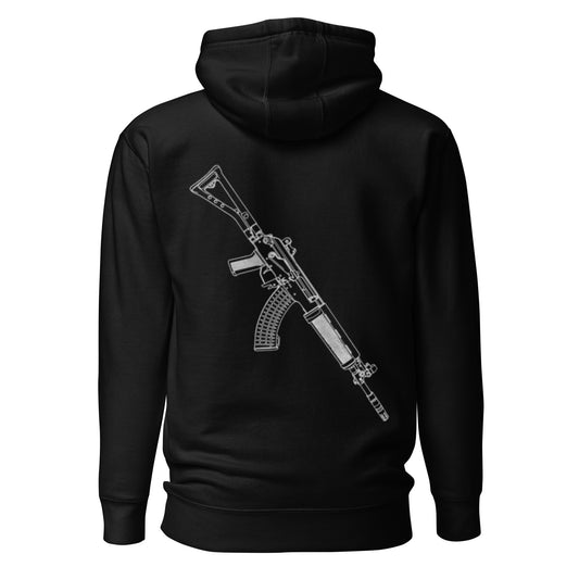 RK-95 TP Huppari, musta, selkäpuoli painatuksineen